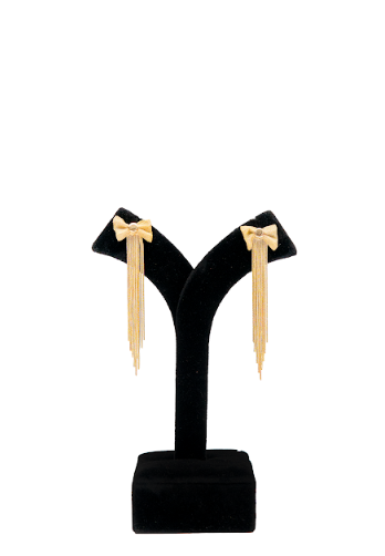 Elegant Gold Finish Bow Tassel Earrings for Women – Long Drop Style